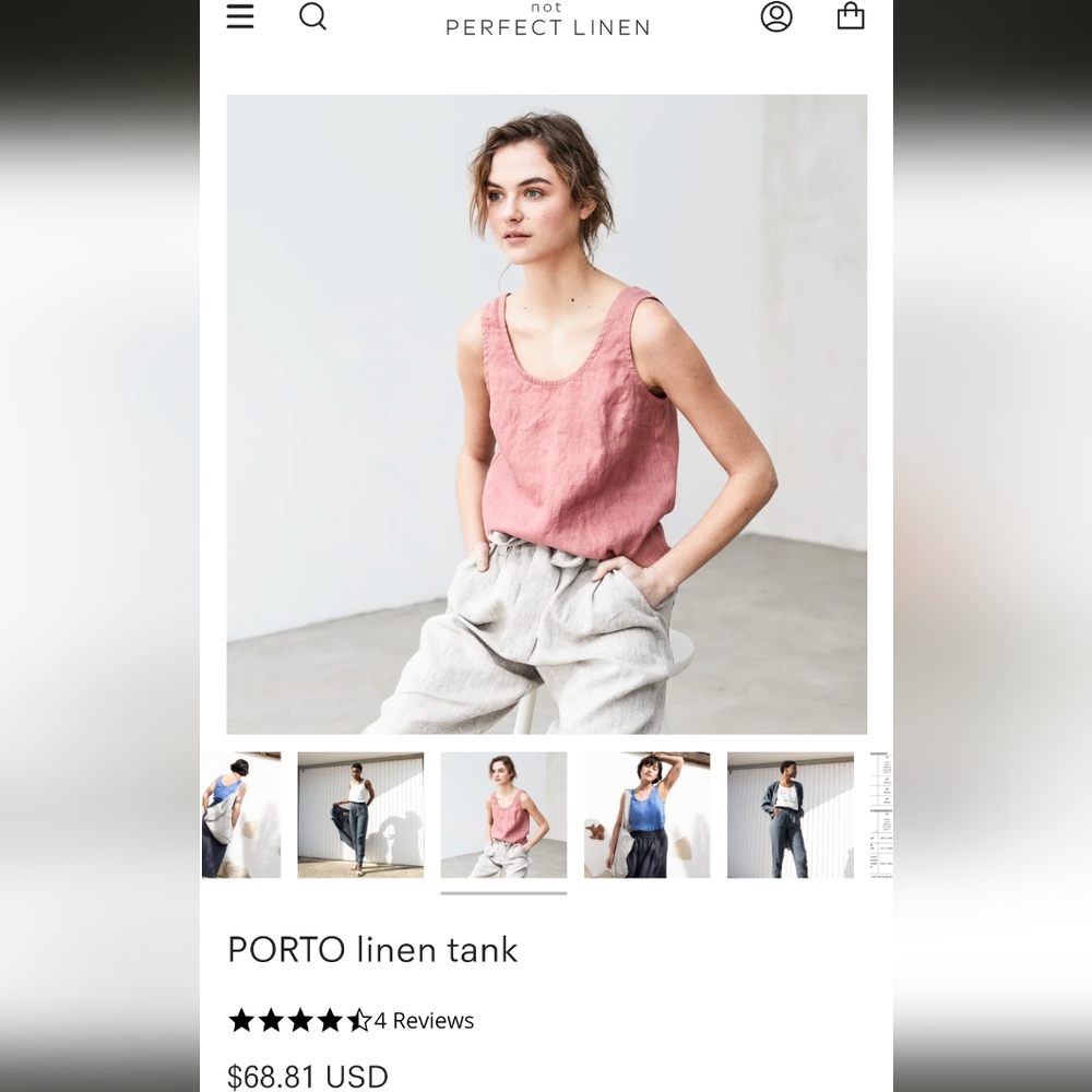 notPERFECTLINEN PORTO linen tank canyon clay small